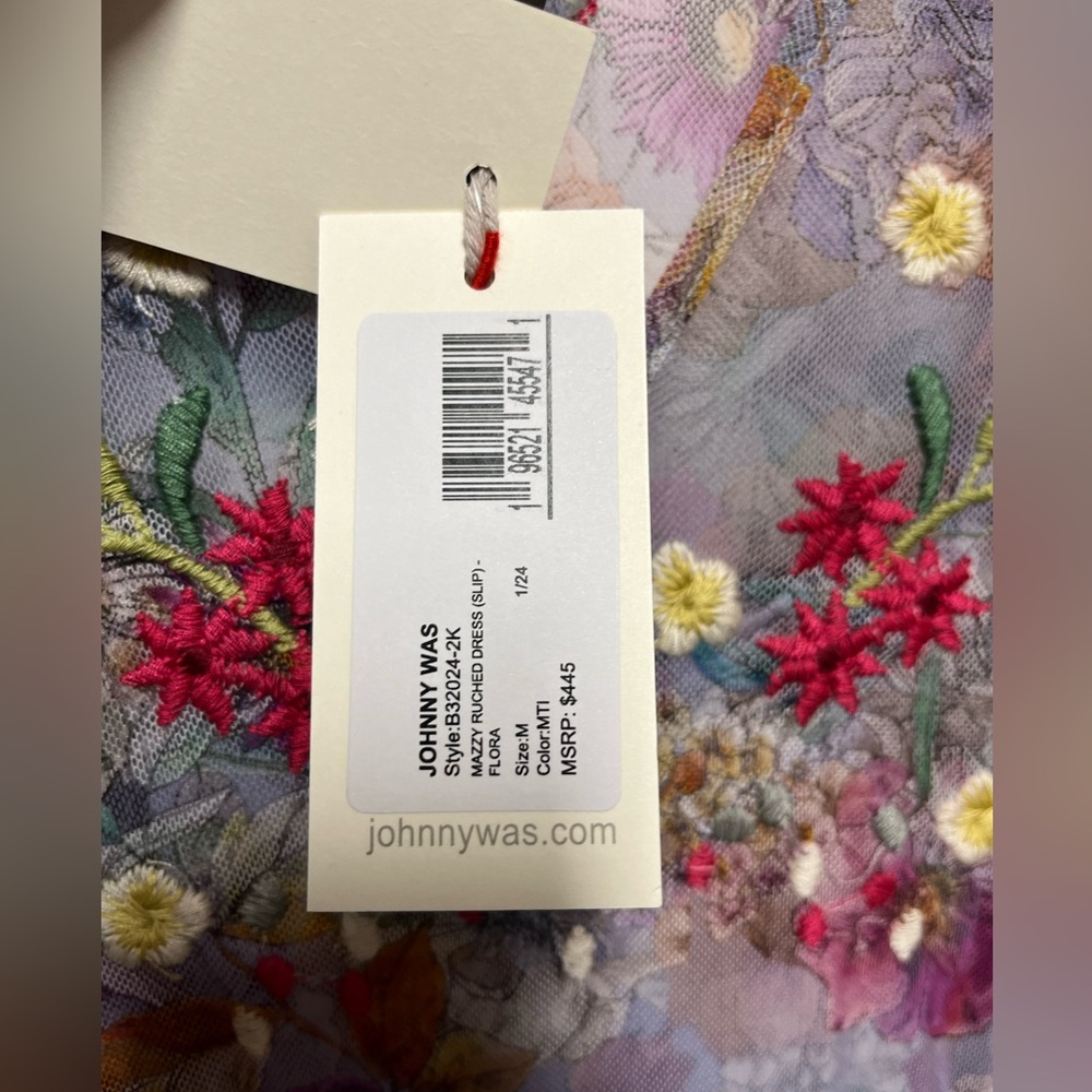 NWT Johnny Was Biya Mazzy Ruched Floral Mesh Maxi Dress size M - Picture 8 of 10